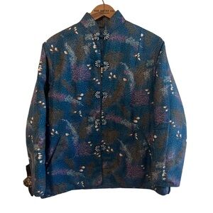 Quilted Mandarin Collar Jacket w Frog Closure Sz M